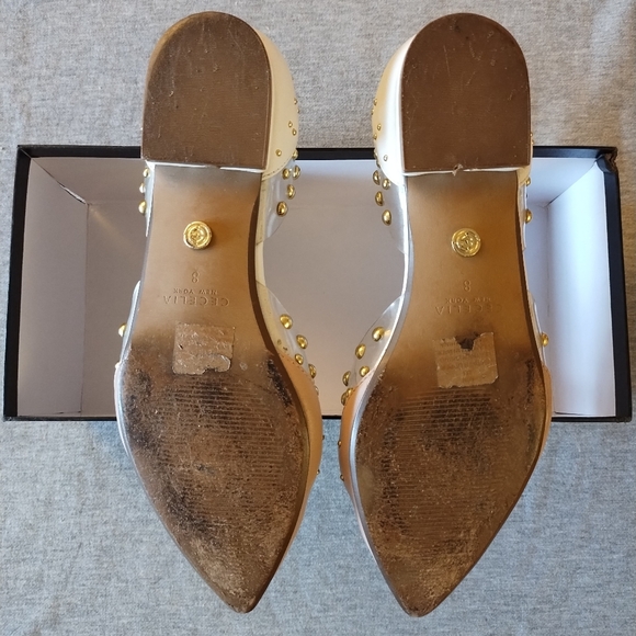 Cecelia New York Min Bare Clear Alabaster Color Blocked Studded Flats Size 8 - Picture 13 of 16